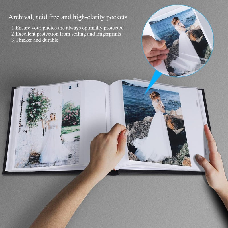 1DOT2 Small Photo Album 5x7 Hold 50 Vertical Photos with Memo Slip-in Pockets, Mini Linen Cover 5x7 Photo Albums with Writing Space for Wedding Baby Family Picture Book Black - Image 2